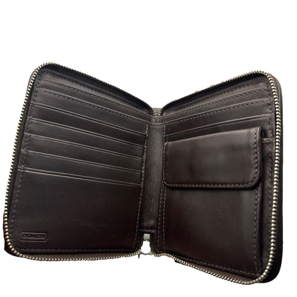 y2k COACH Brown Signature Canvas Med Wallet