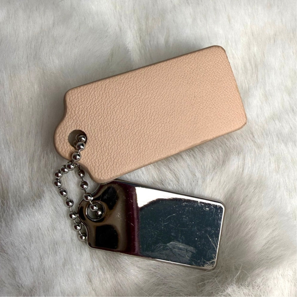 1.5" COACH Cream Silver Hang Tag Key Fob Bag Charm Set