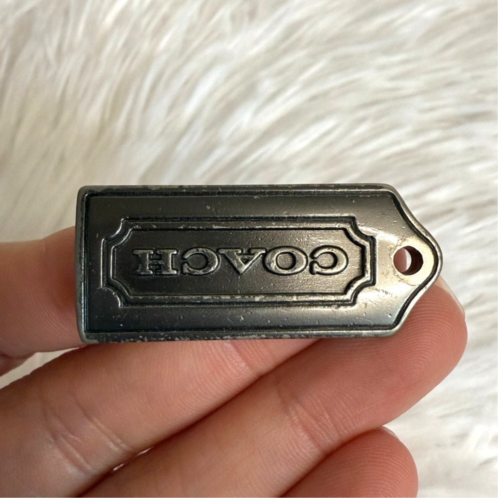 1.5" COACH Gunmetal Fob Bag Charm Hang tag Hangtag