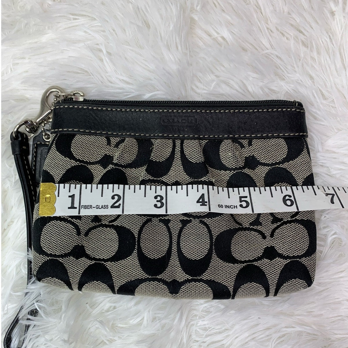 COACH Black Gray Signature Canvas Wristlet