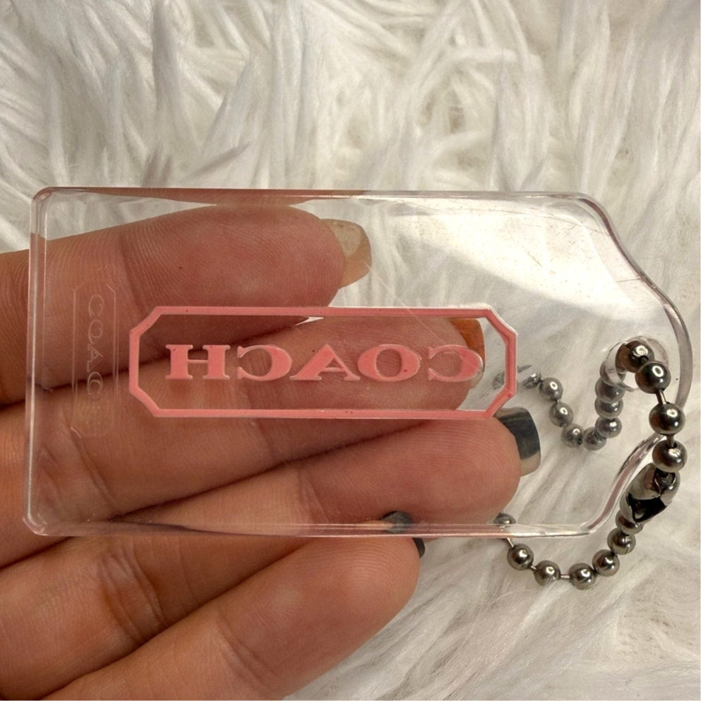 2.5" Coach Clear Fob Bag Charm Hang tag Hangtag