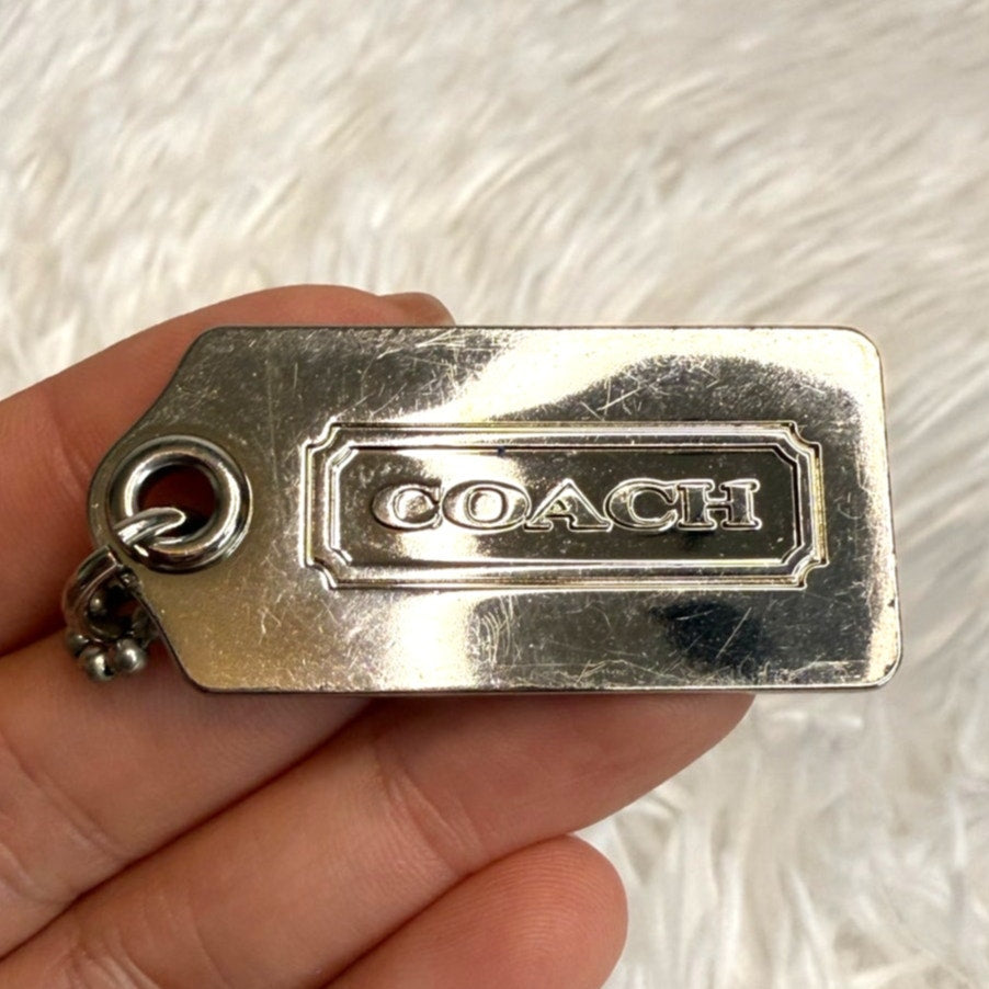 1.5” COACH Silver Fob Bag Charm Hang tag Hangtag