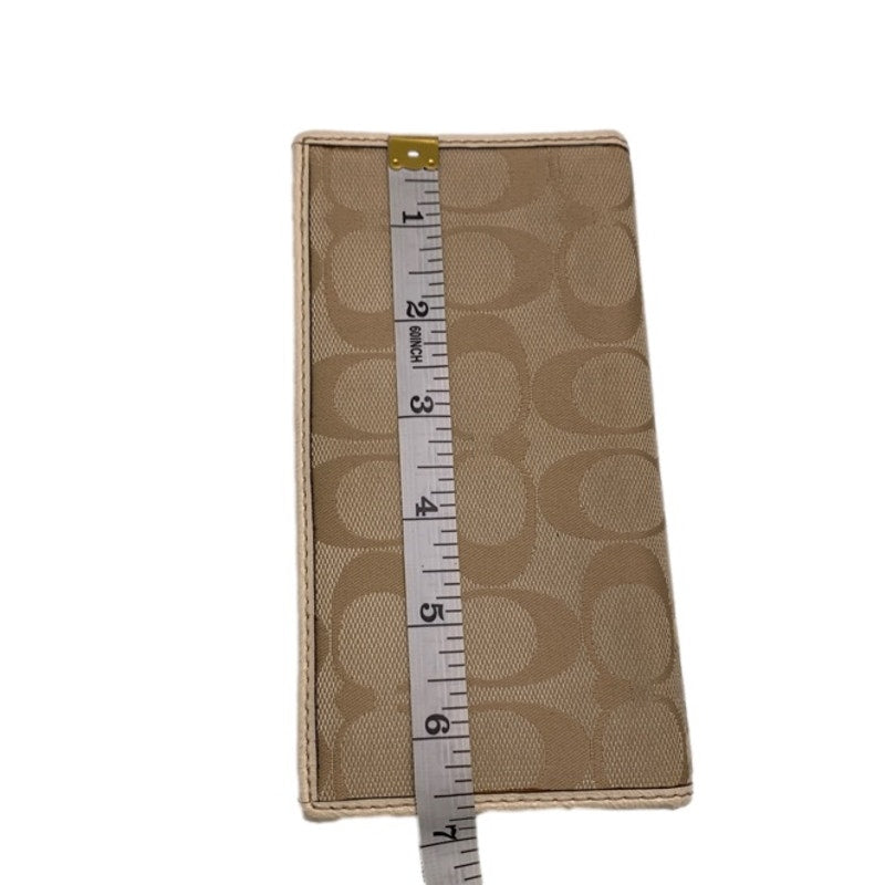 COACH Canvas Tan Signature Checkbook Holder