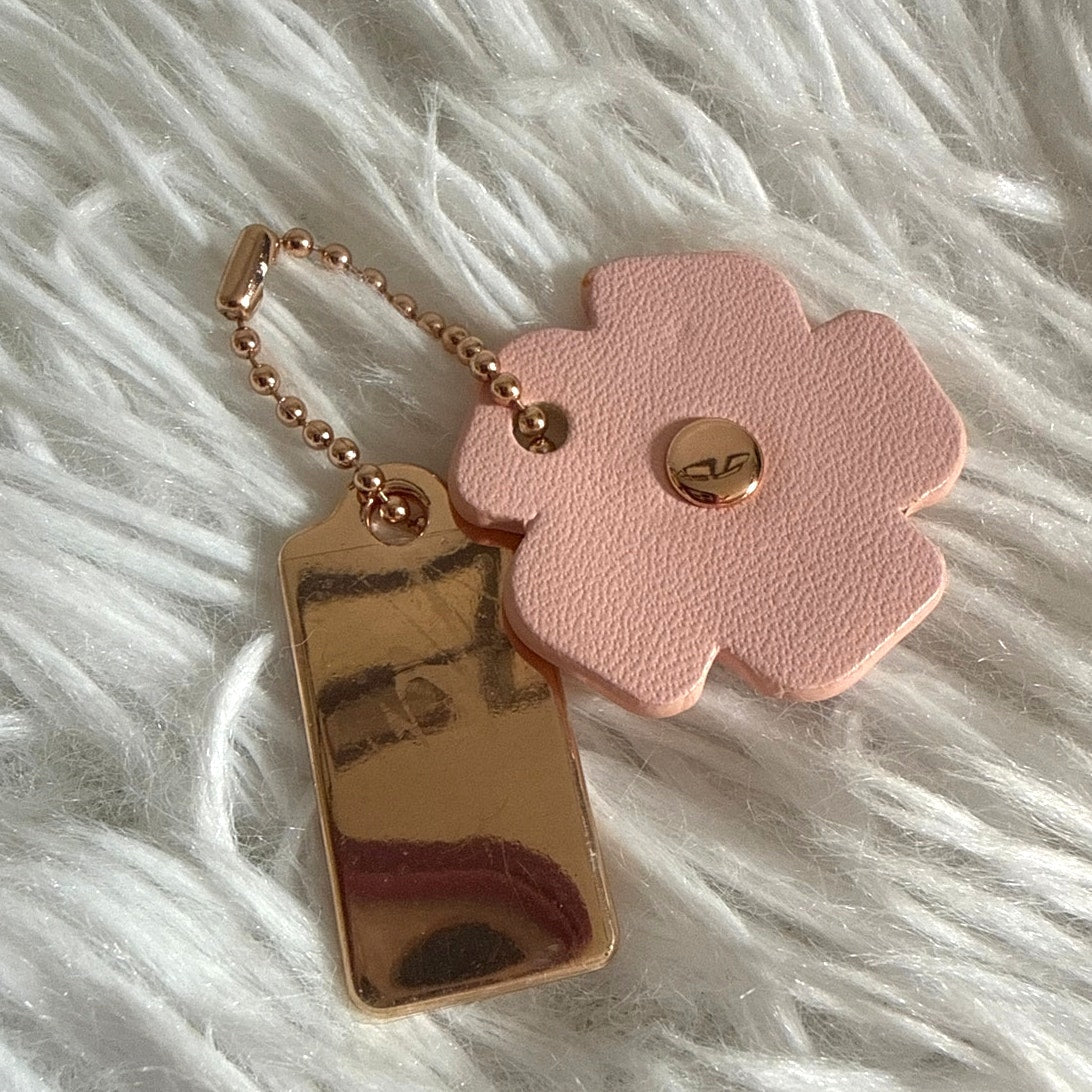 1" COACH Gold Tea Rose Flower Floral Bag Charm Hang Tag