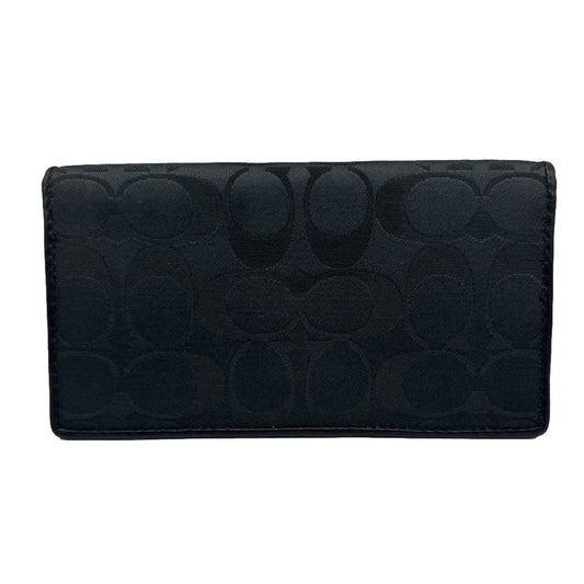 COACH Black Signature Canvas Checkbook Holder