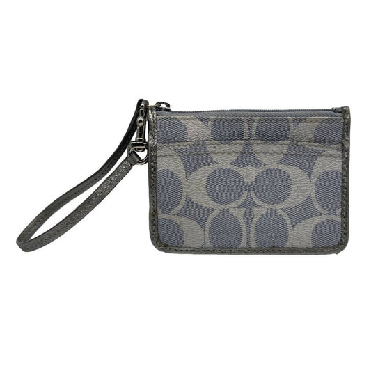 COACH Gray Coated Canvas Card Holder Wallet with Wristlet