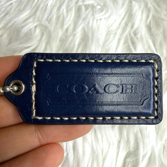 2" COACH Blue Brown Fob Bag Charm Hang tag Hangtag