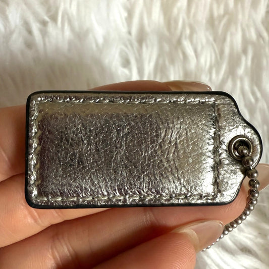 1.5" COACH Silver Fob Bag Charm Hang tag Hangtag