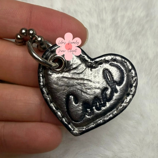 1" COACH Poppy Heart Fob Bag Charm Hang tag Hangtag