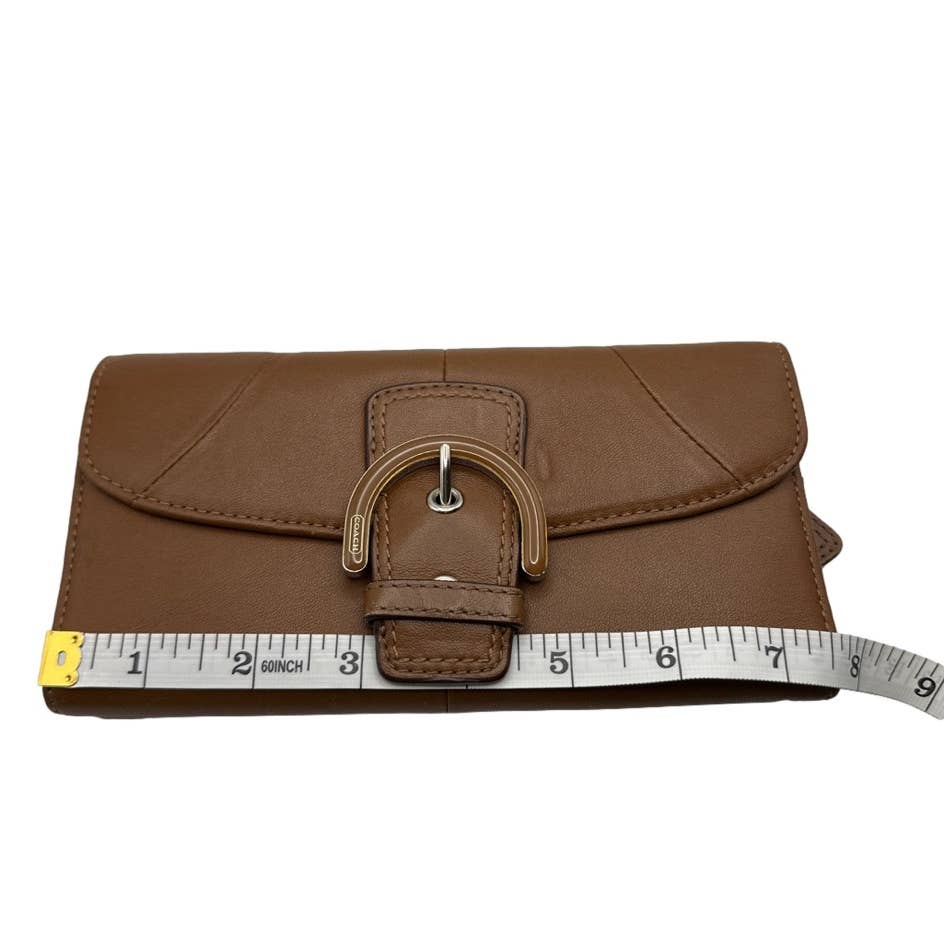 Coach Chestnut Brown Smooth Leather Soho Buckle Trifold Snap Continental Wallet