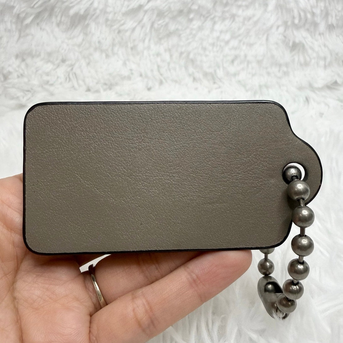 3" COACH Large Gray Fob Bag Charm Hang tag Hangtag
