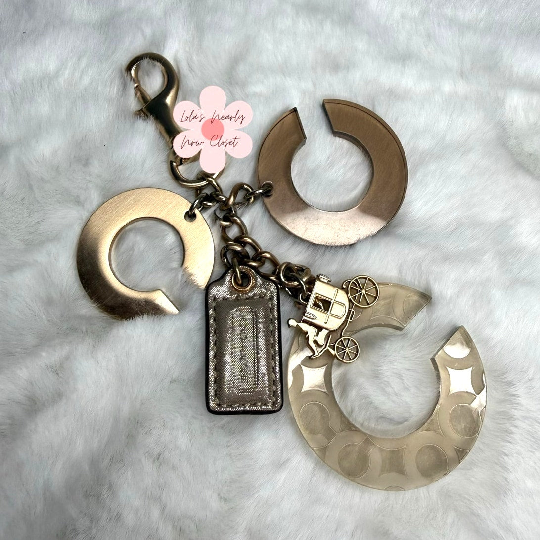 Rare Vintage COACH "C" Hang Tag and Horse Carriage Bag Charm Key Fob