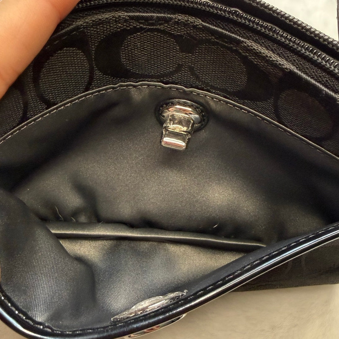 Coach Black Signature Turnlock Wristlet