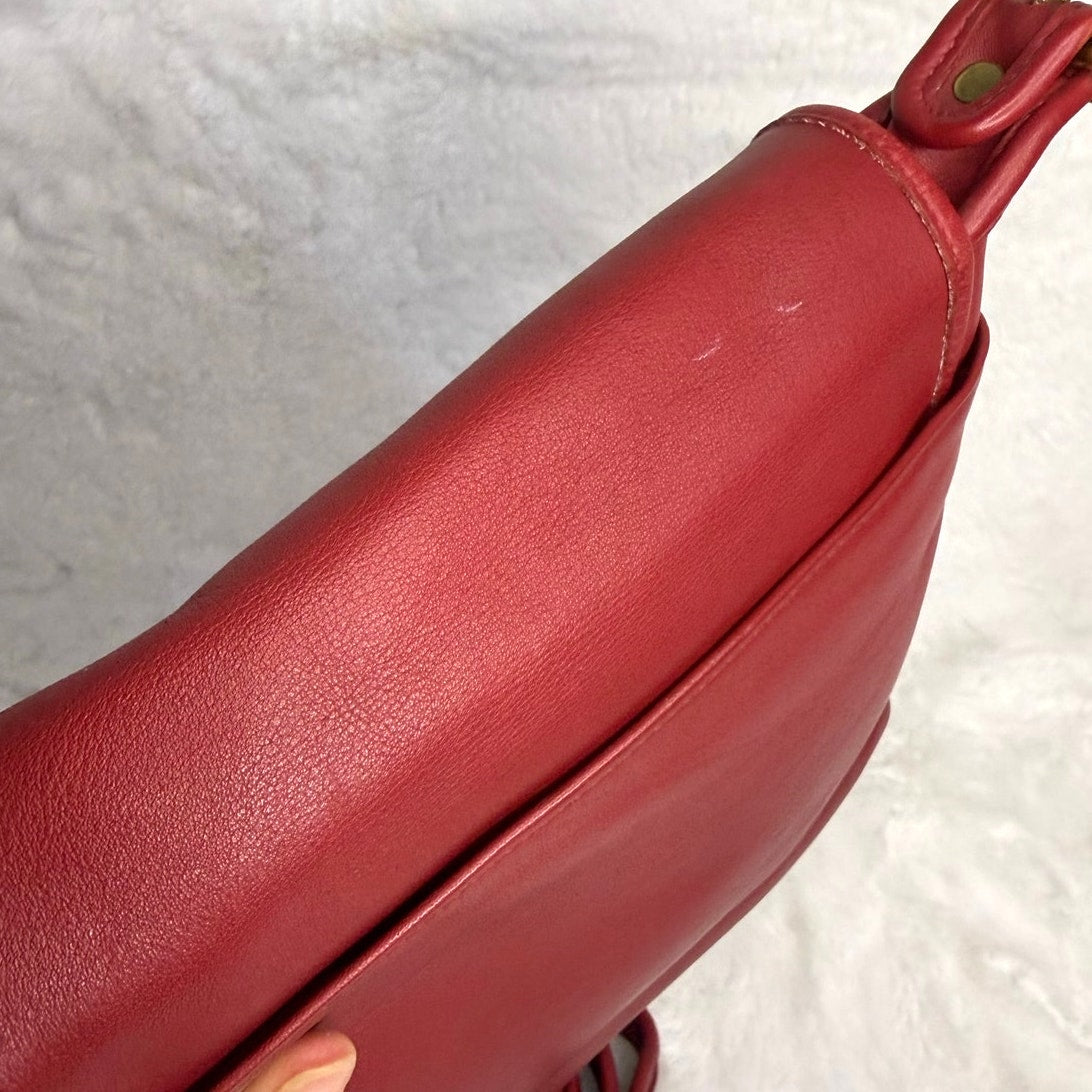 Vintage Coach y2k Red Legacy Companion Flap Crossbody Shoulder Bag