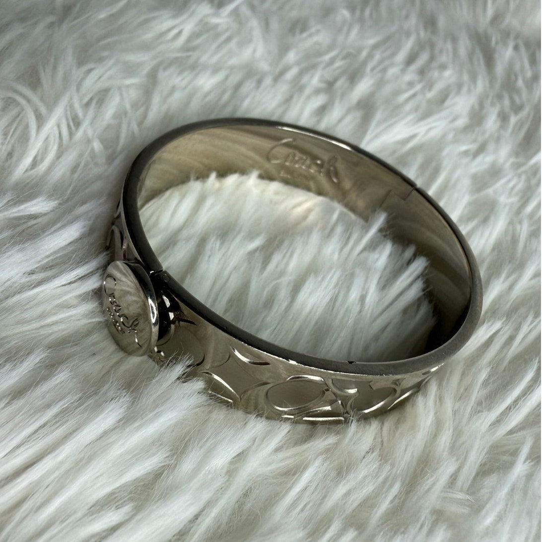 COACH C Logo Signature Silver Bangle Bracelet