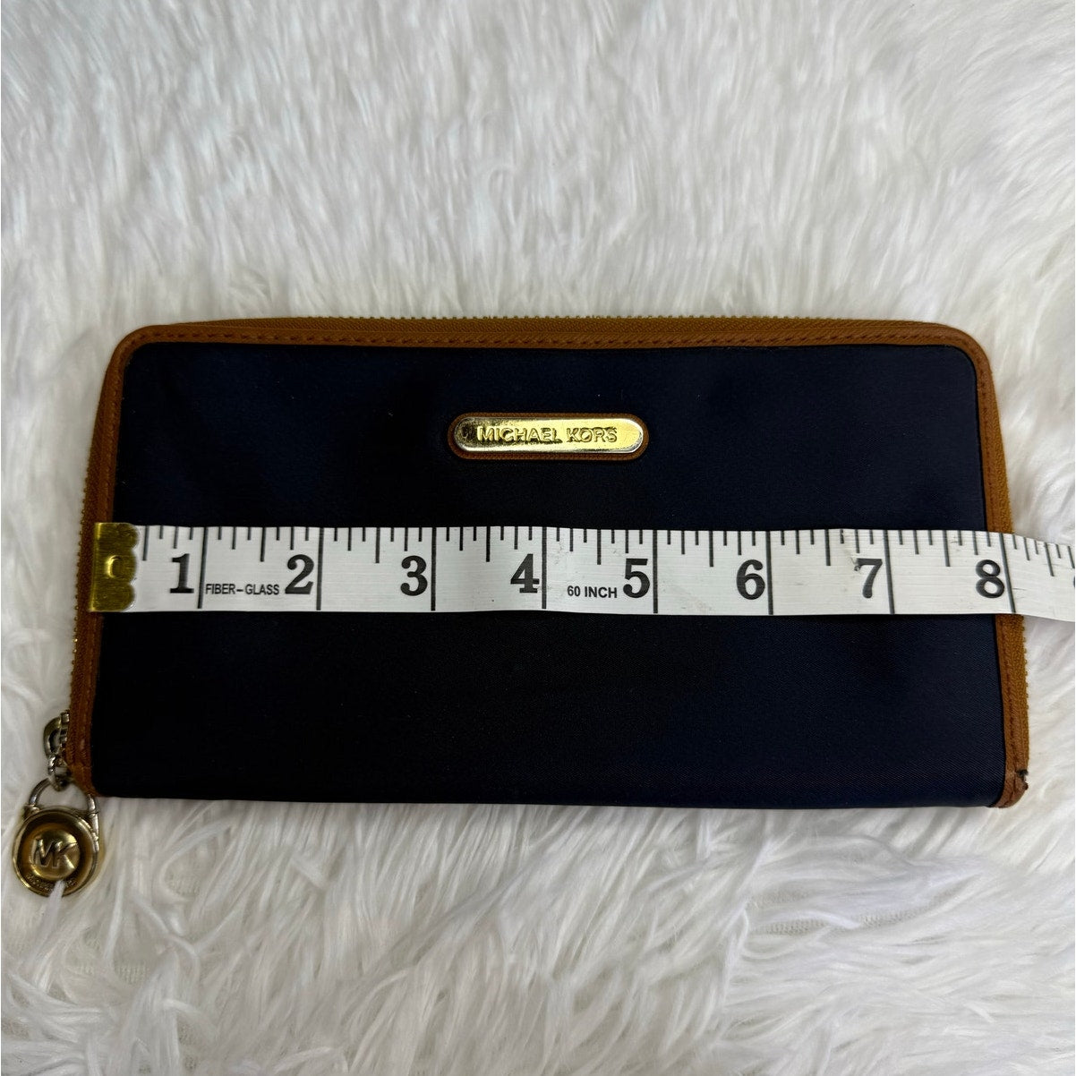 Michael Kors Navy Brown Zip Around Wallet