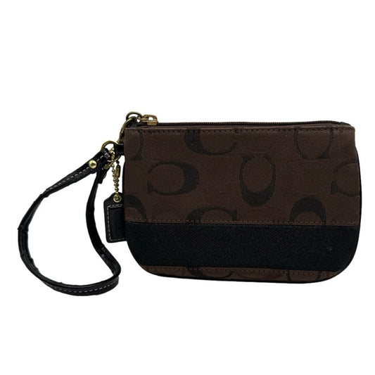 COACH Brown Signature Canvas Wristlet