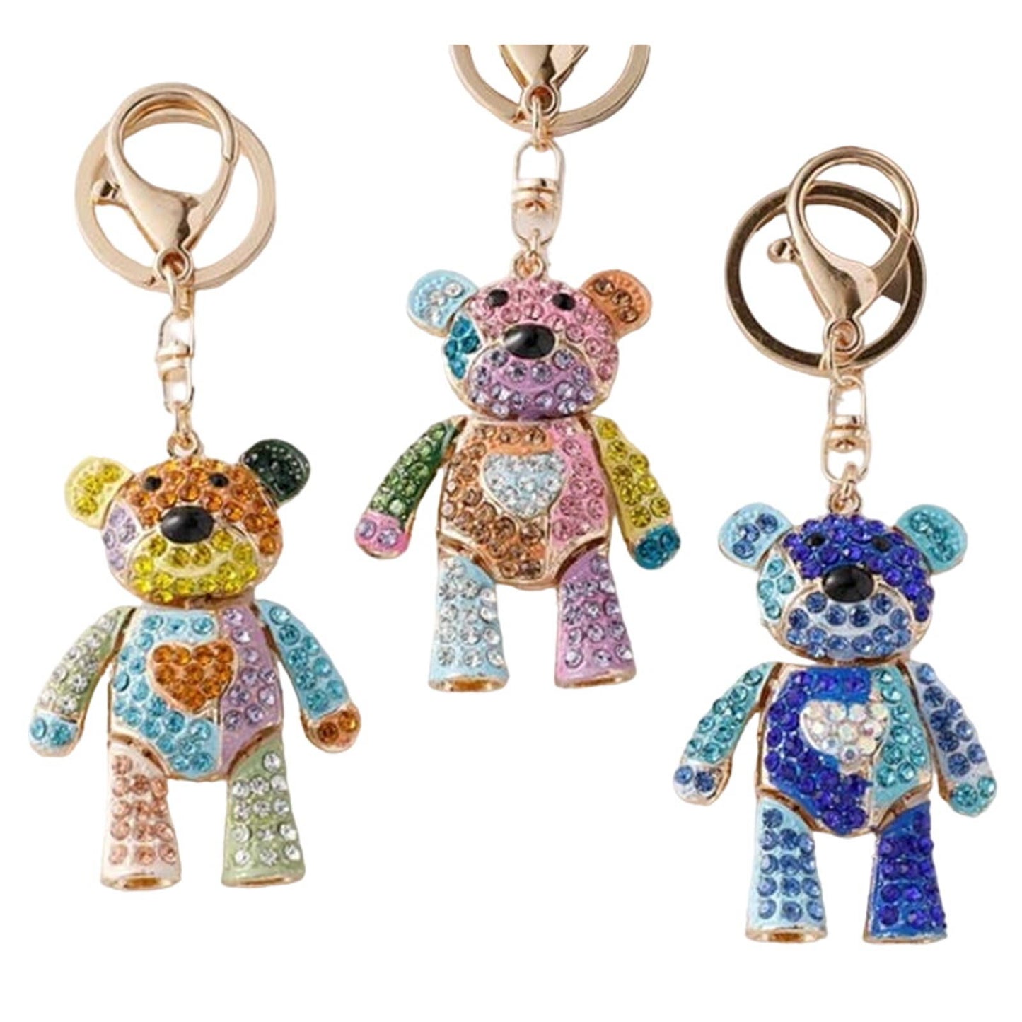 Bear Bag Keychain Bag Charm Key Fob Colorful Rhinestone