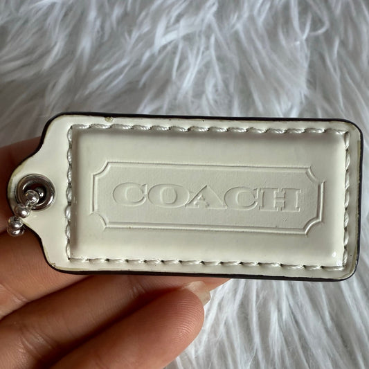 2" COACH White Patent Leather Fob Bag Charm Hang tag Hangtag