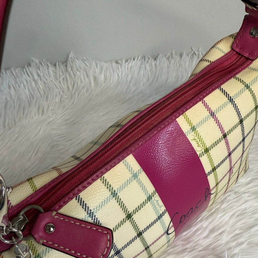 y2k COACH Heritage Plaid Mini Purse Shoulder Bag Wristlet