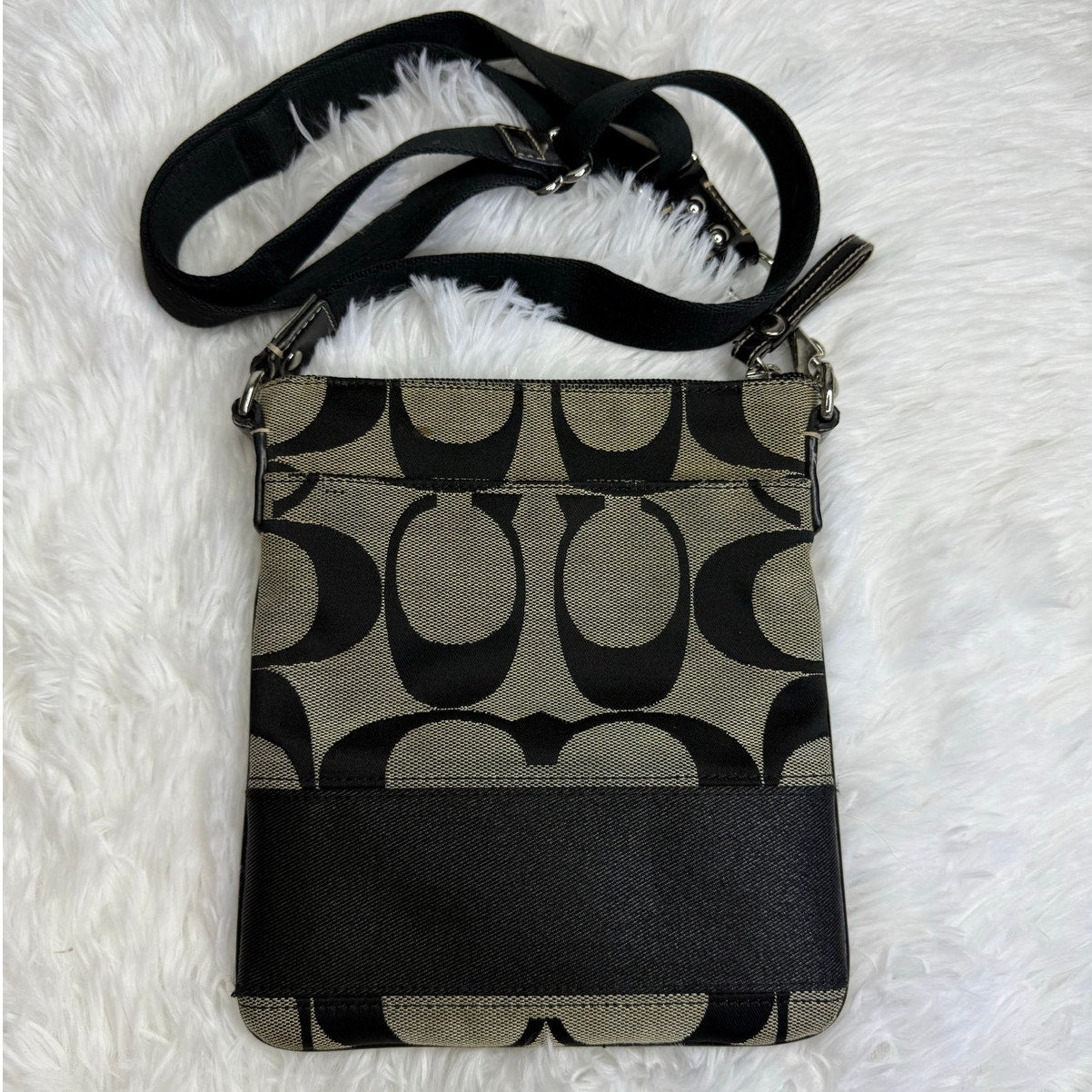COACH Black Gray Classic Signature Crossbody