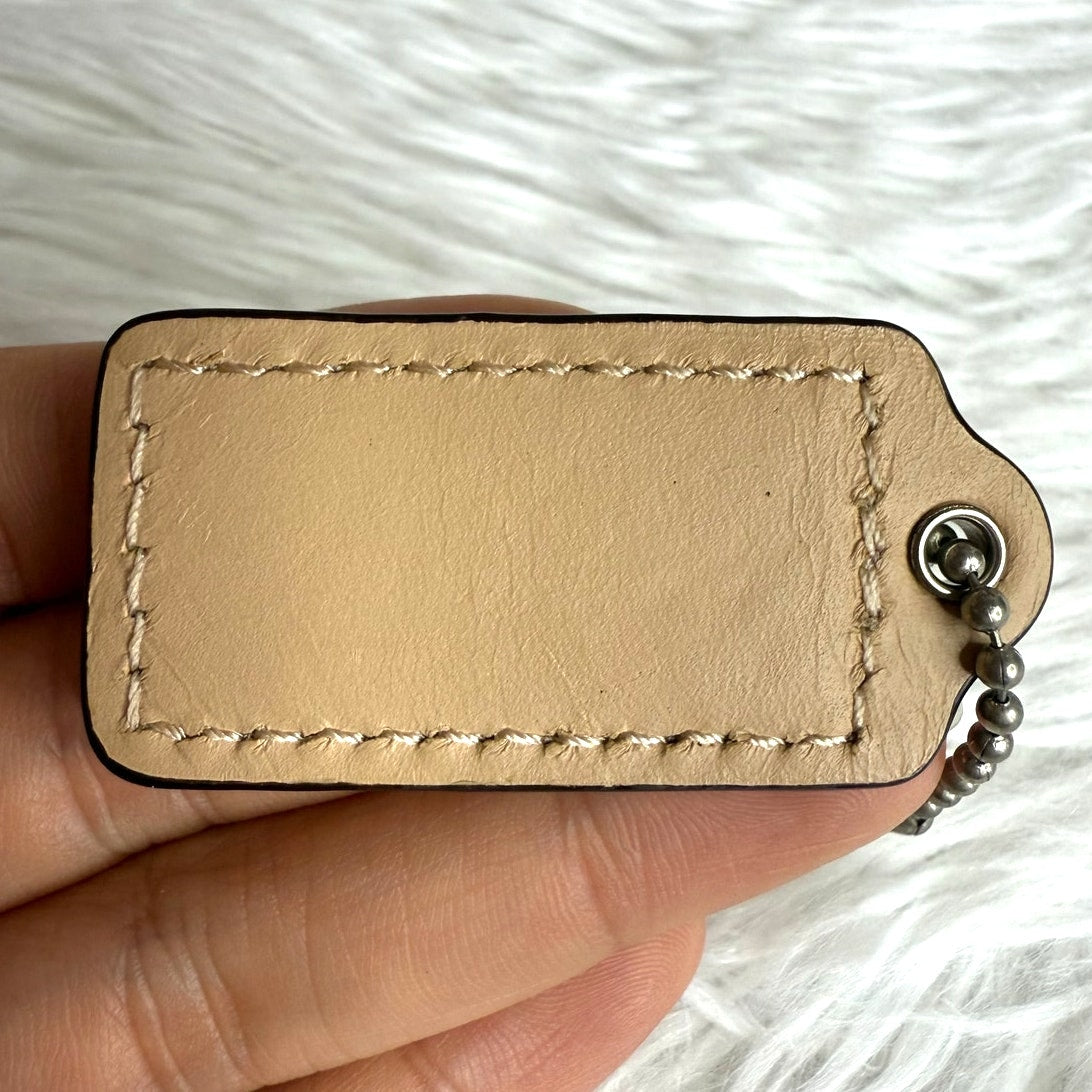 1.5" COACH Tan Fob Bag Charm Hang tag Hangtag