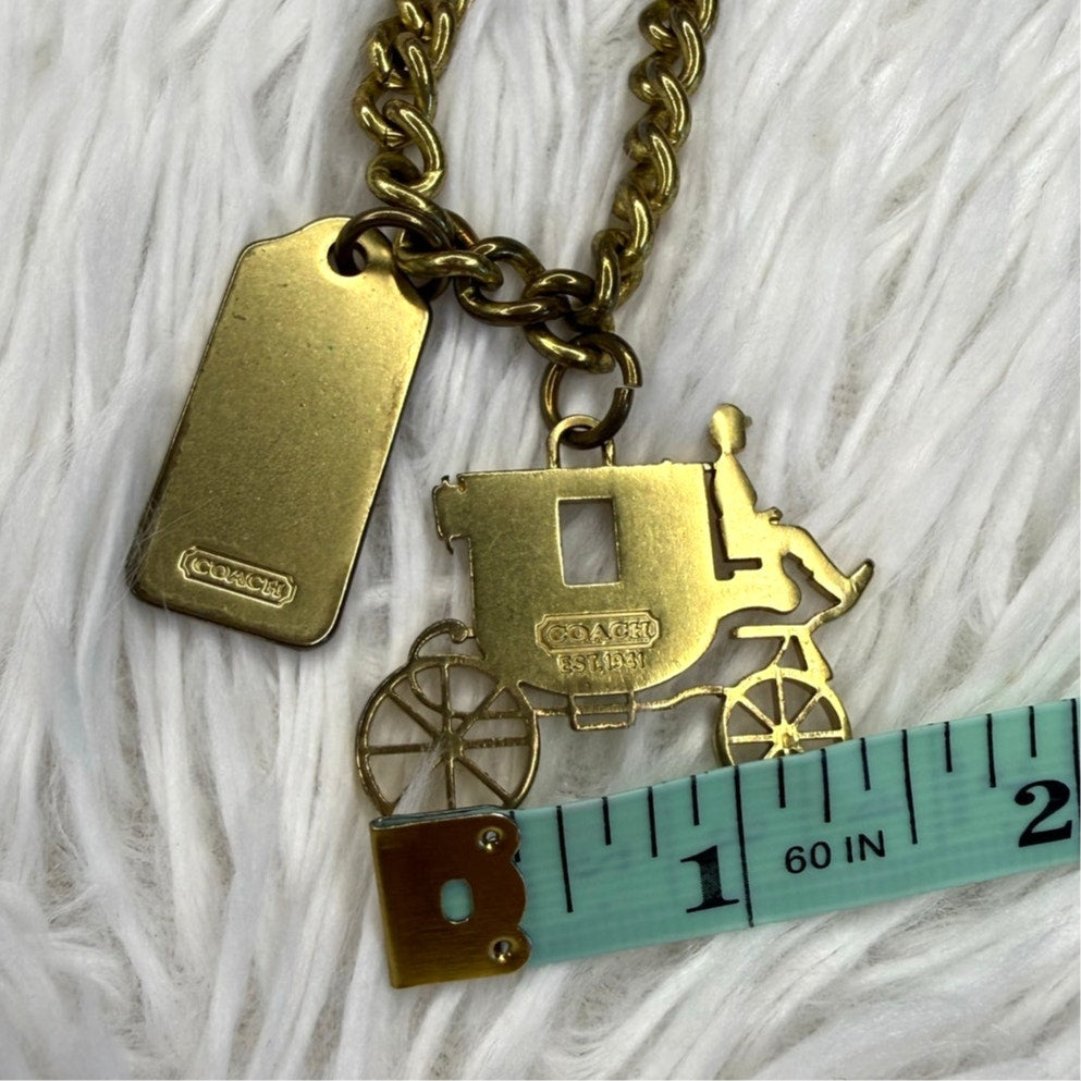 Vintage COACH y2k Carriage Brass Hangtag Bag Charm Key Fob