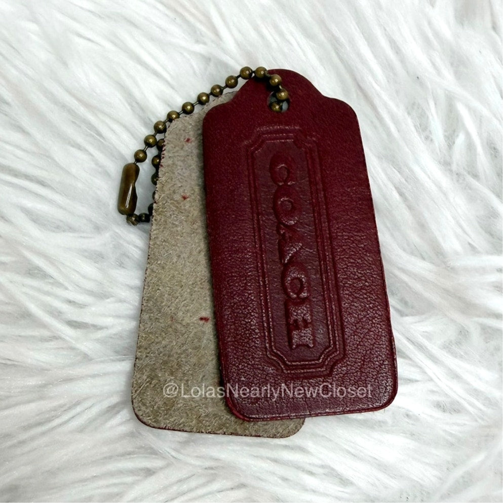2" Vintage COACH Red Fob Bag Charm Hang tag Hangtag