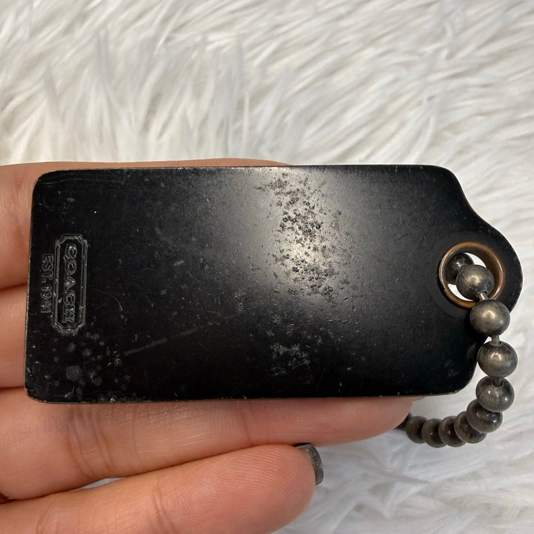 2.5" Coach Metal Black Fob Bag Charm Hang tag Hangtag