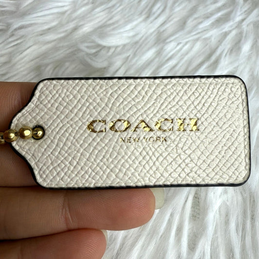 2" COACH White Gold Fob Bag Charm Hang tag Hangtag