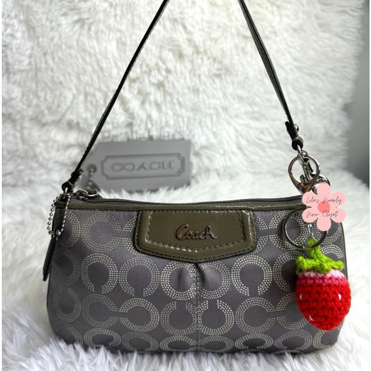 COACH y2k Patent Leather Canvas Gray Signature Canvas Wristlet Mini Purse
