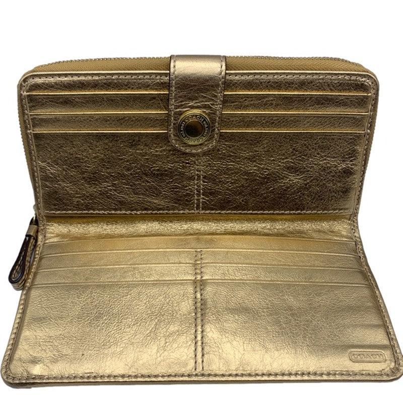 COACH Brown Gold Signature Canvas Wallet