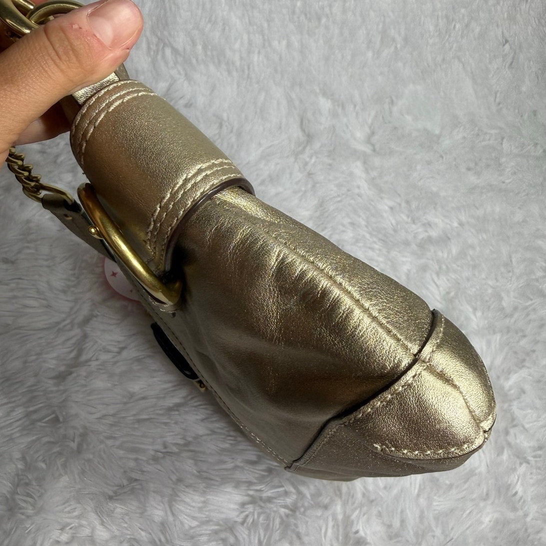 y2k Coach Soho Gold Metallic Leather Chain Strap Shoulder Bag
