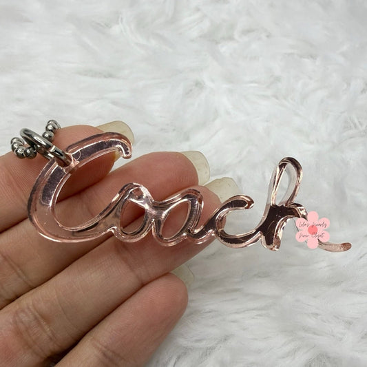 2" COACH Poppy Signature Script Fob Bag Charm Hang tag Hangtag