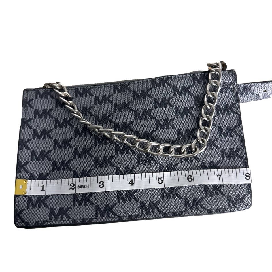 MICHAEL KORS Blue and Gray Signature with Chain Belt Bag