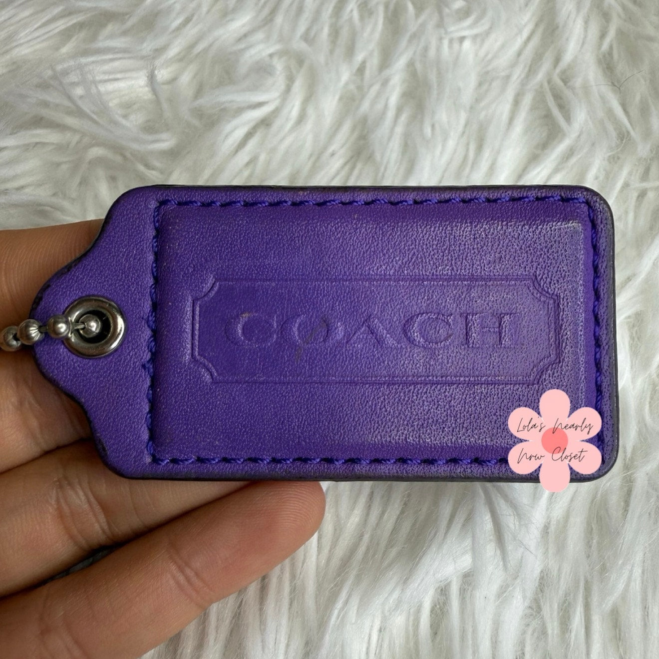 2.5" COACH Purple Fob Bag Charm Hang tag Hangtag