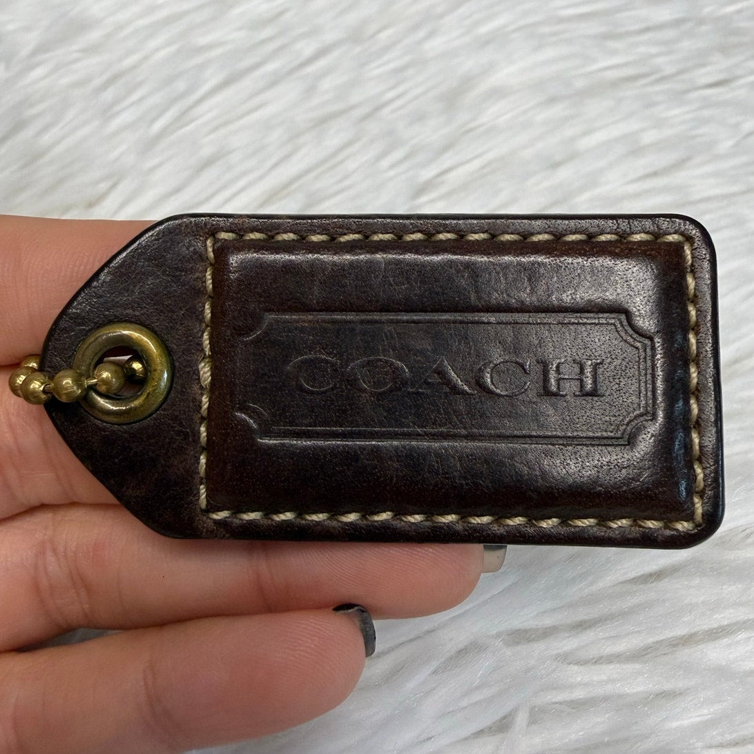 2" y2k COACH Vintage Brown Fob Bag Charm Hang tag Hangtag