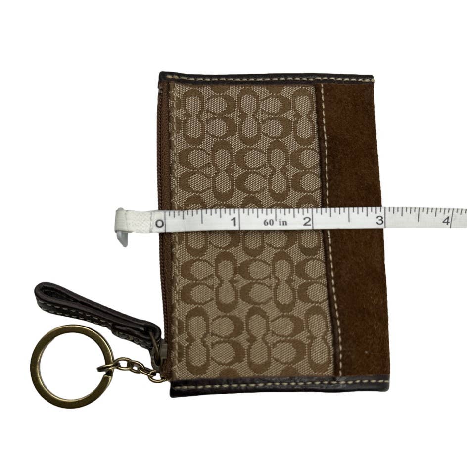 COACH Brown Signature Canvas Coin purse with Keychain