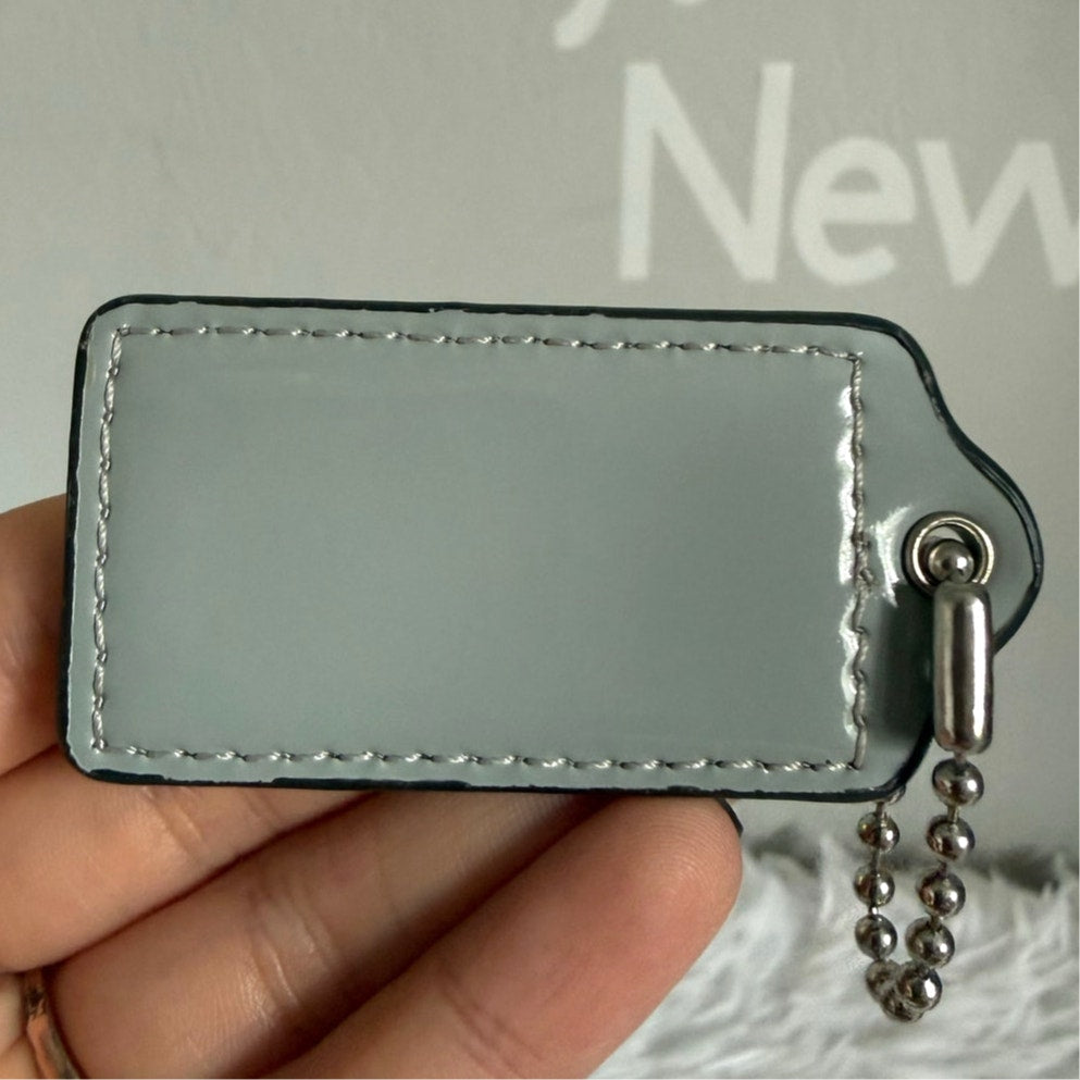 2" COACH Patent Leather White Fob Bag Charm Hang tag Hangtag