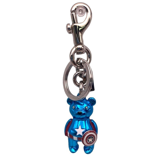 Coach 2755 Marvel Captain America Bear Bag Charm Silver/Midnight Navy/Red Metal