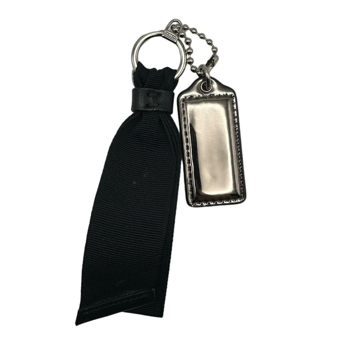 2" COACH Metallic Silver Black Fob Bag Charm Hang tag Hangtag