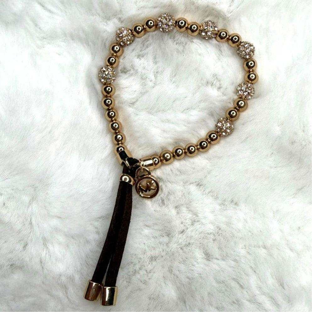 Michael Kors Gold-Tone Beaded Stretch Bracelet