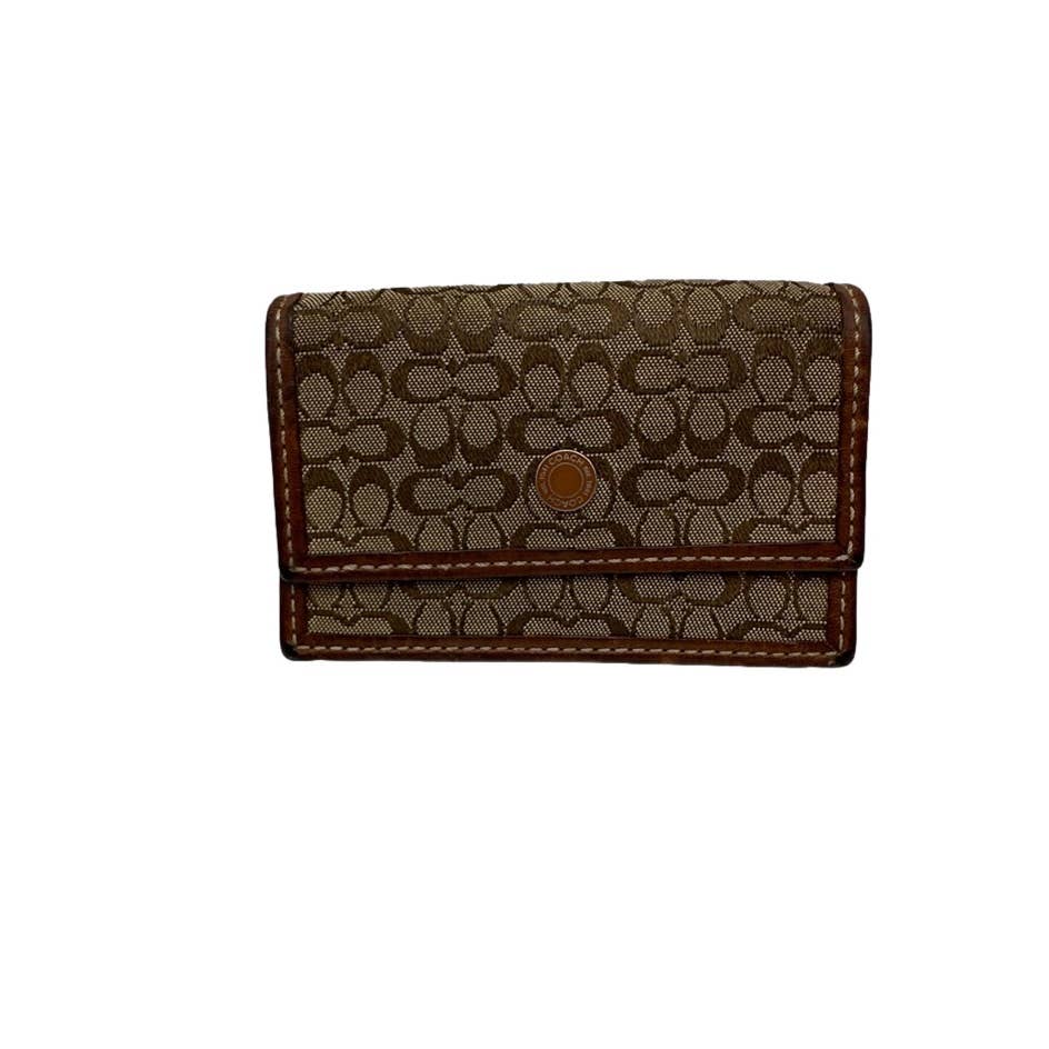 COACH Brown Signature Canvas Card Holder