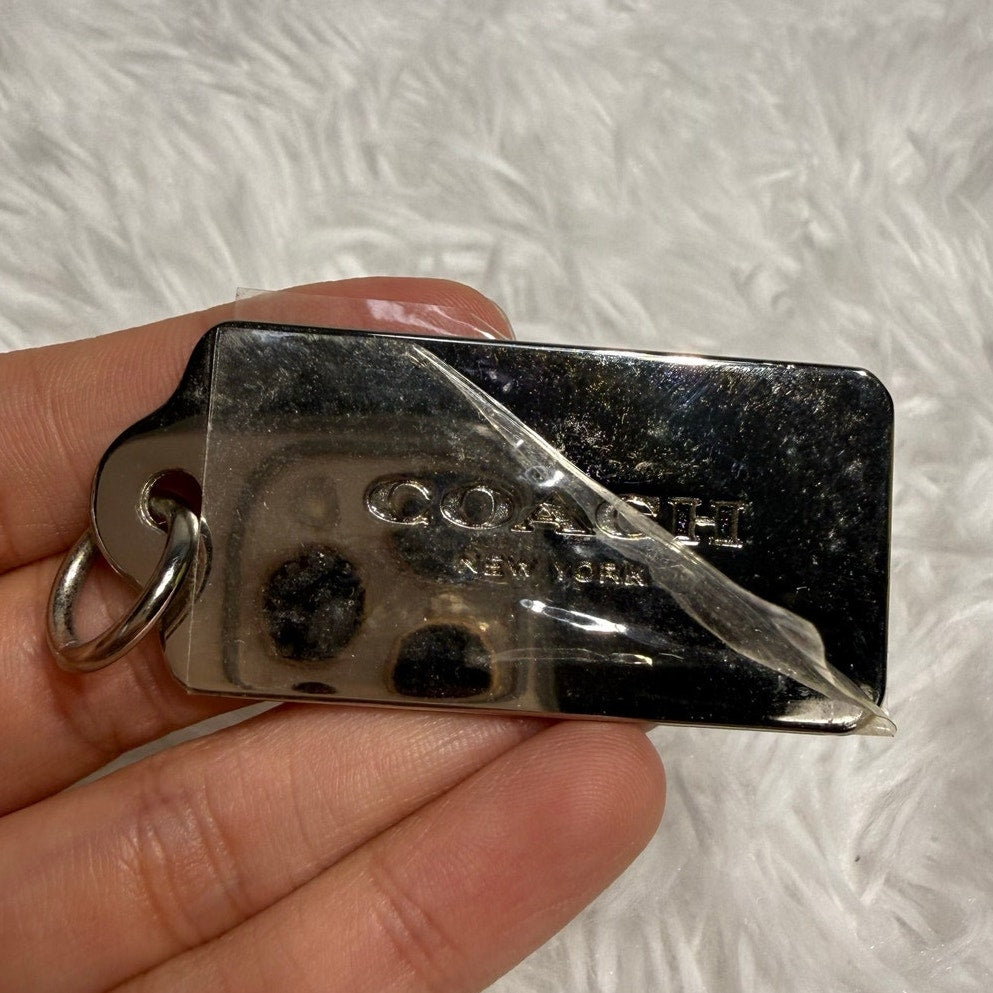 2" COACH Silver Metal Fob Bag Charm Hang tag Hangtag