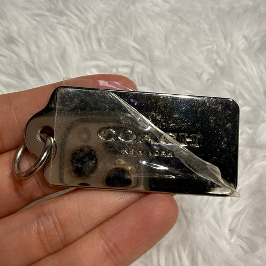 2" COACH Silver Metal Fob Bag Charm Hang tag Hangtag
