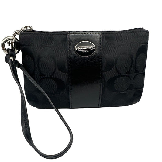 COACH Black Signature Canvas Wristlet