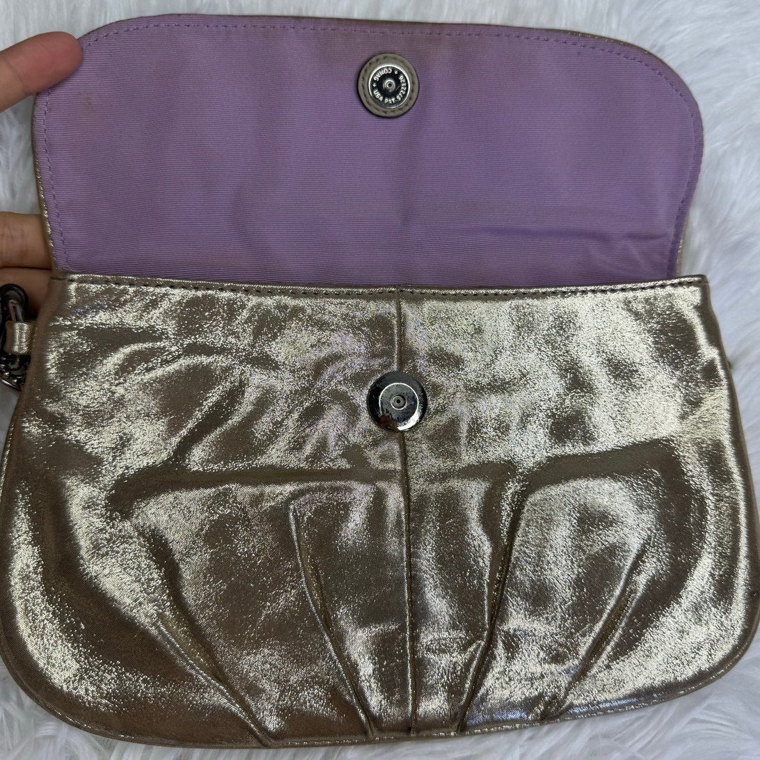 COACH Madison Flap Gold Metallic Wristlet