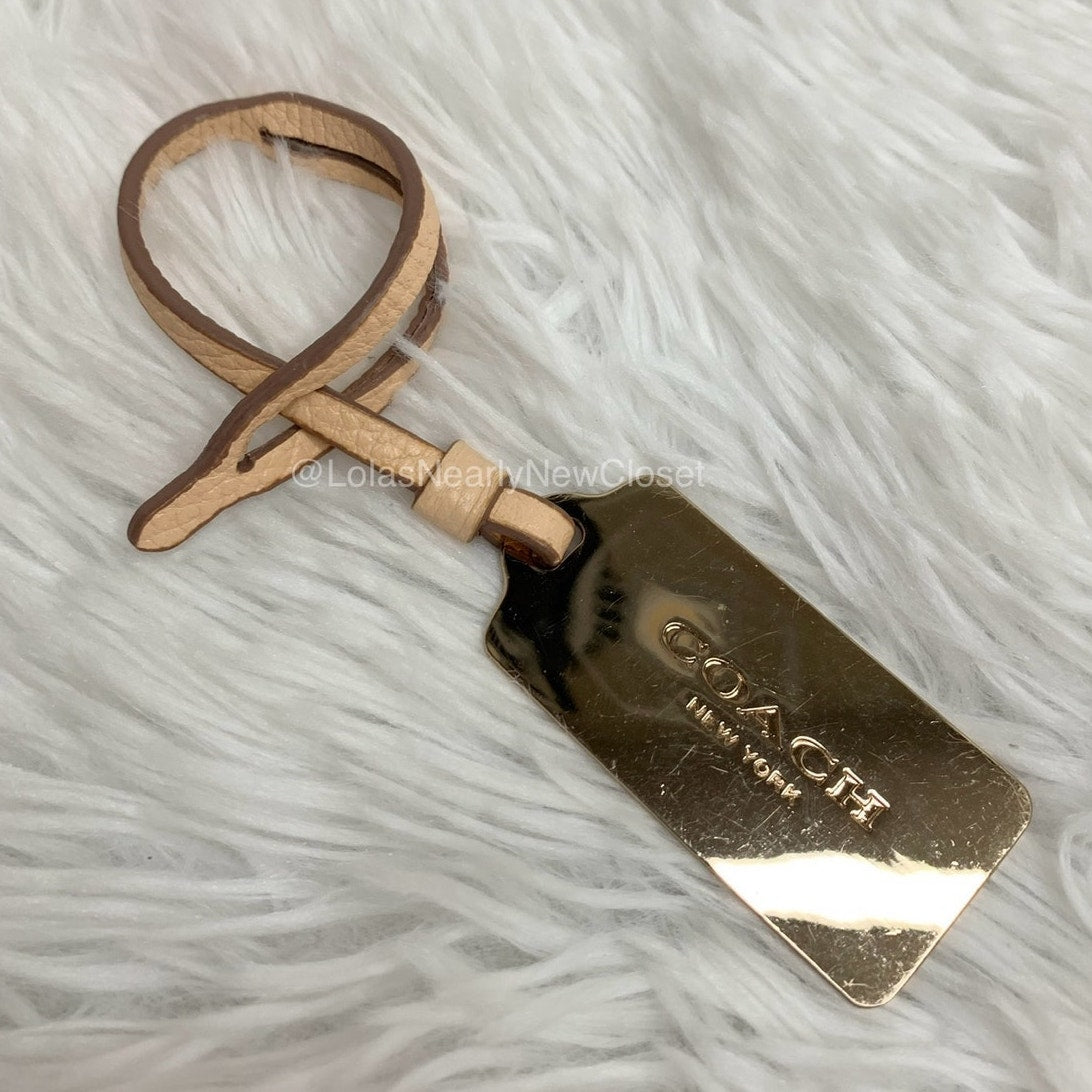 2" COACH Gold Cream Fob Bag Charm Hang tag Hangtag