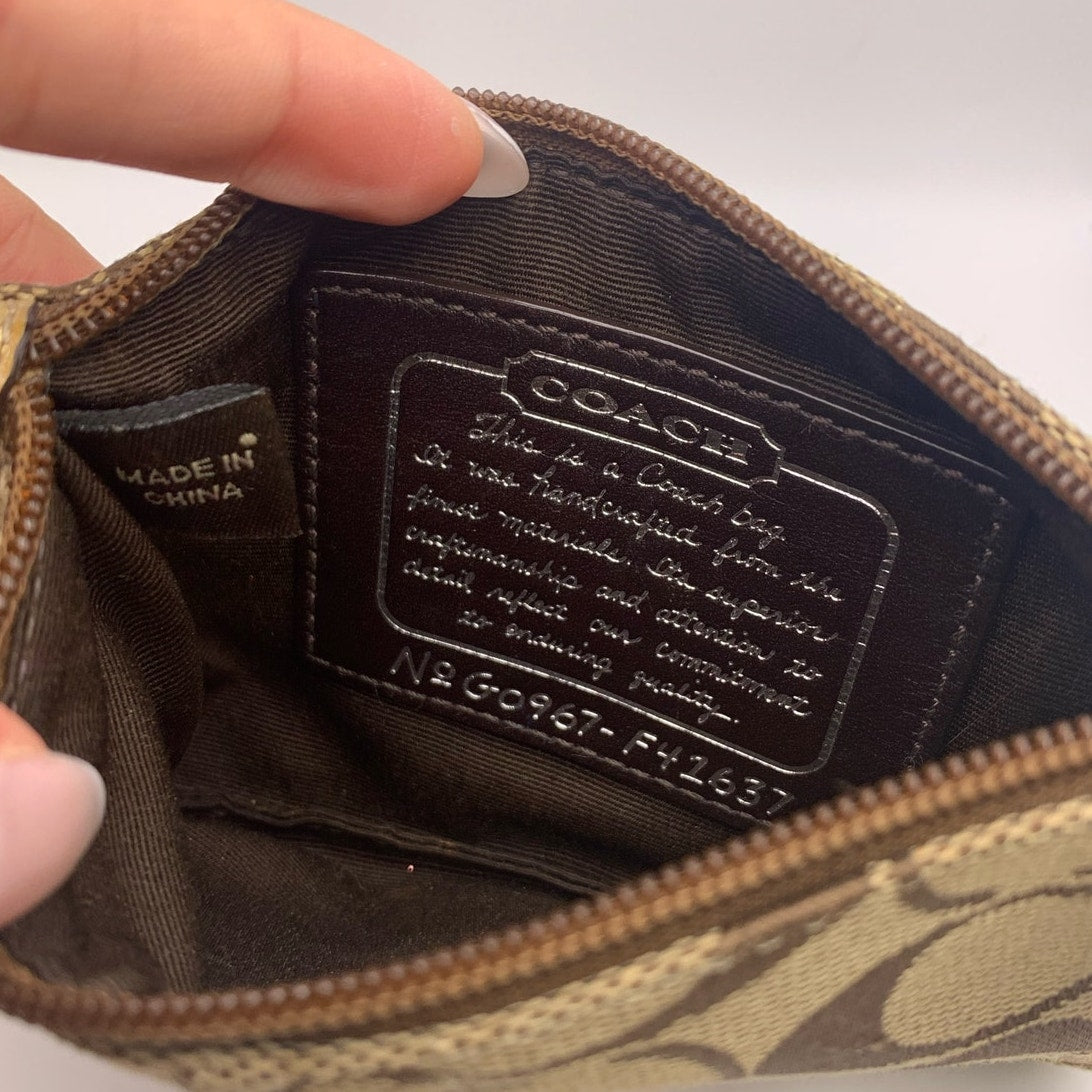 COACH Gold Brown Signature Canvas  Wristlet