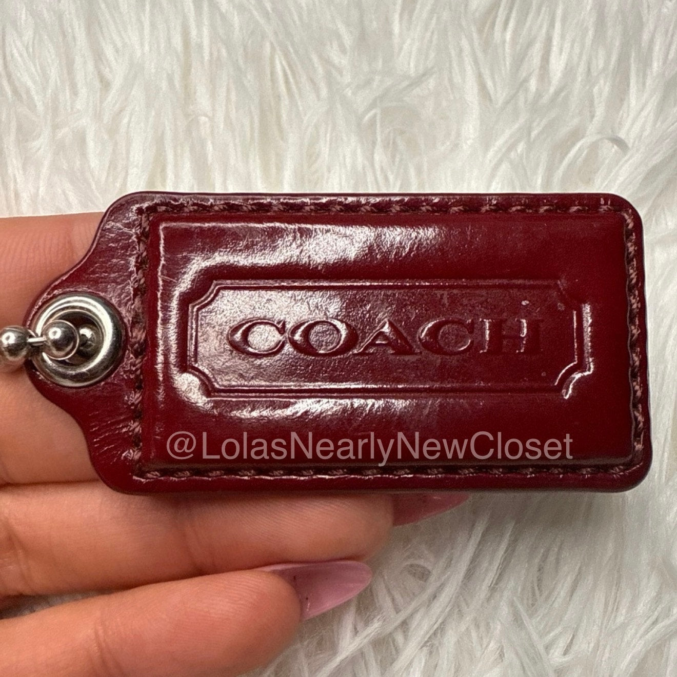 2" COACH Patent Leather Red Fob Bag Charm Hang tag Hangtag